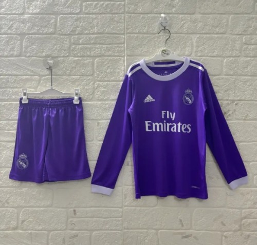 Real Madrid Away Retro Kids Long Sleeve Suit 16/17