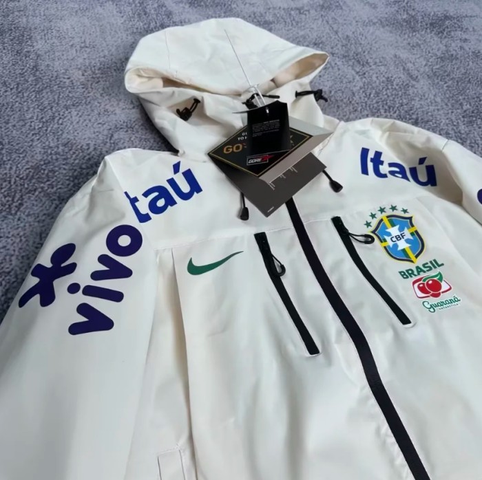Brazilian National Football Team Hooded Rain Jacket - Windproof & Waterproof