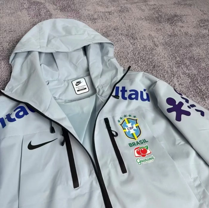 Brazilian National Football Team Hooded Rain Jacket - Windproof & Waterproof