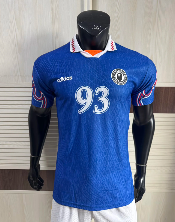 BAPE x adidas 93 Anniversary Blue Soccer Jersey - Limited Edition Streetwear Football Shirt