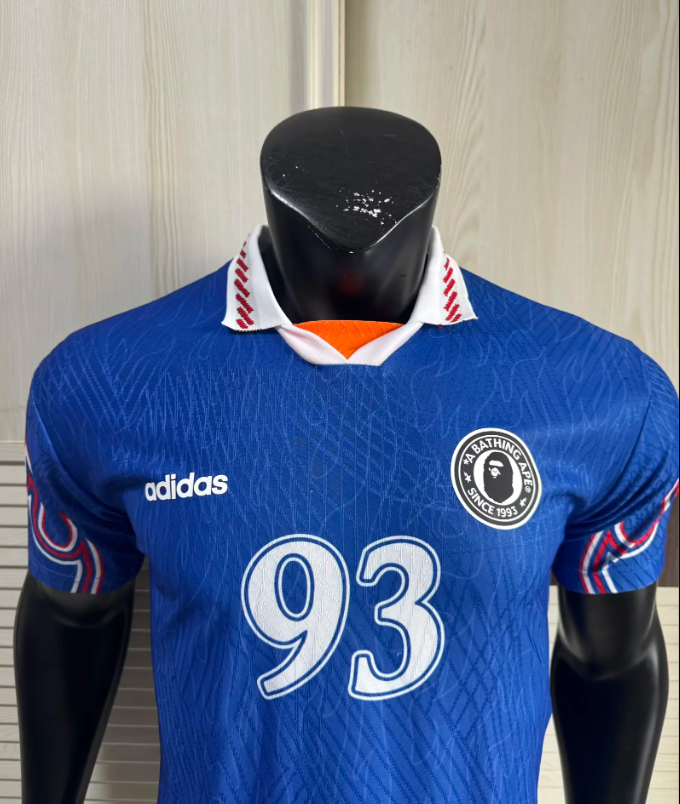 BAPE x adidas 93 Anniversary Blue Soccer Jersey - Limited Edition Streetwear Football Shirt