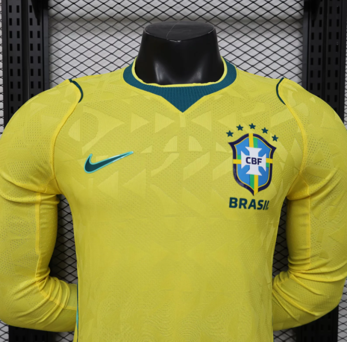 Brazil 2026 World Cup Home Player Long Sleeve Man Jersey