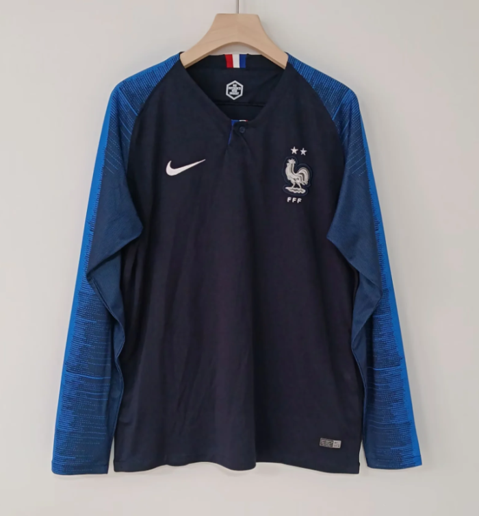 2018 World Cup France National Team Home Long Sleeve Jersey