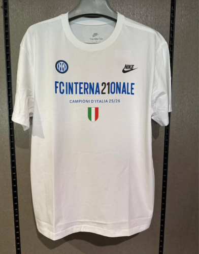 Inter Milan 2025/26 Serie A 21st Champions T-Shirt - Men's/Women's Cotton Fan Tee