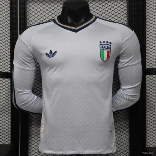 Italy 2026 World Cup Away Player Long Sleeve Men Jersey