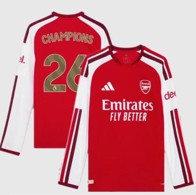 Arsenal Home Champions Man Player Long Sleeve Jersey 26/27